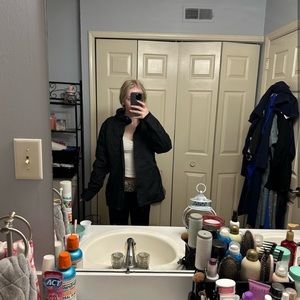 Oversized black north face weather protectant jacket